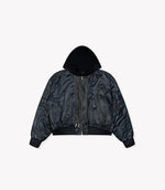 Zipped Leather Crystal Bomber