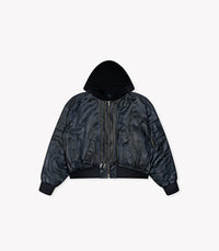 Zipped Leather Crystal Bomber