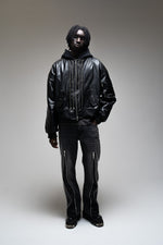 Zipped Leather Crystal Bomber