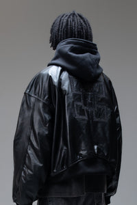 Zipped Leather Crystal Bomber
