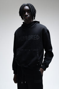 TAPED CRYSTAL HOODIE - BLACK