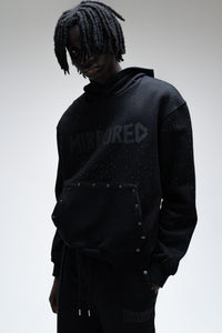 TAPED CRYSTAL HOODIE - BLACK