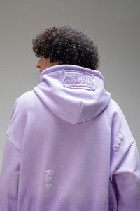 //MS003 Distressed Hoodie - Lilac